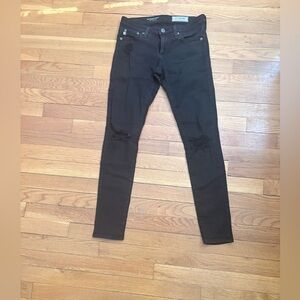AG Black Distressed Skinny Jeans